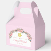 Roze witte bloemenboog Chinese bruiloft dubbel xi Bedankdoosjes (Achterkant)