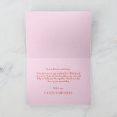 Roze witte bloemenboog Chinese bruiloft dubbel xi Bedankkaart (Binnen)