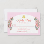 Roze witte bloemenboog Chinese bruiloft dubbel xi RSVP Kaartje (Voorkant)