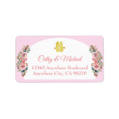 Roze witte bloemenboog Chinese bruiloft Etiket (Voorkant)