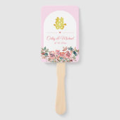 roze witte bloemenboog chinese bruiloft handwaaier (Voorkant)