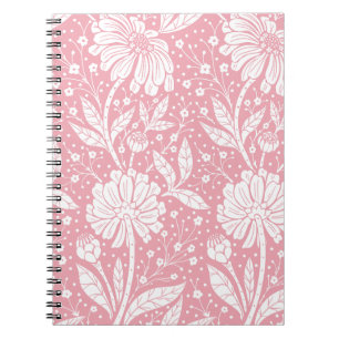 Roze Witte Bloemendruk Notitieboek