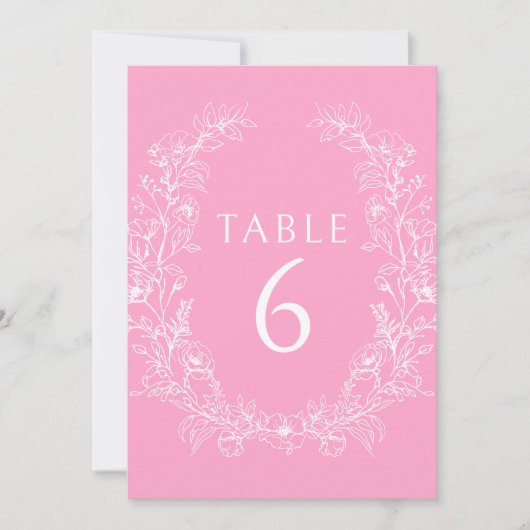 Roze witte bloemenkrans moderne boheemse bruiloft kaart (Voorkant)