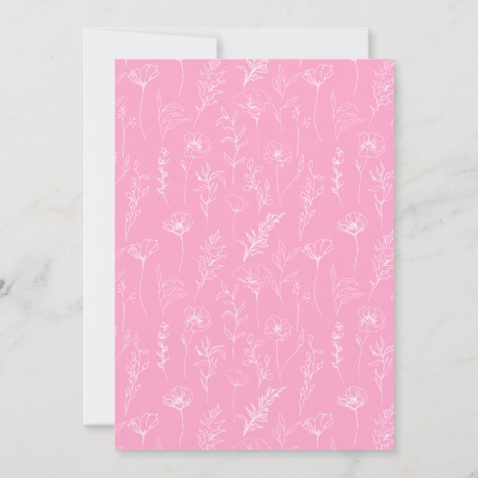 Roze witte bloemenkrans moderne boheemse bruiloft kaart (Achterkant)