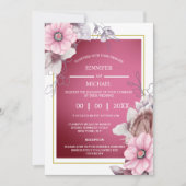 Roze witte bloemenland tuin bloesems chic kaart (Voorkant)