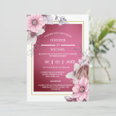 Roze witte bloemenland tuin bloesems chic kaart (Staand voorkant)