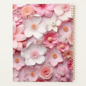 Roze witte bloemenpatroon naam script 2025 planner (Achterkant)