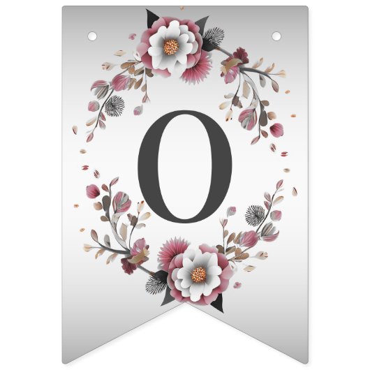 Roze witte bloemenvlag vlaggetjes (Tweede vlag)