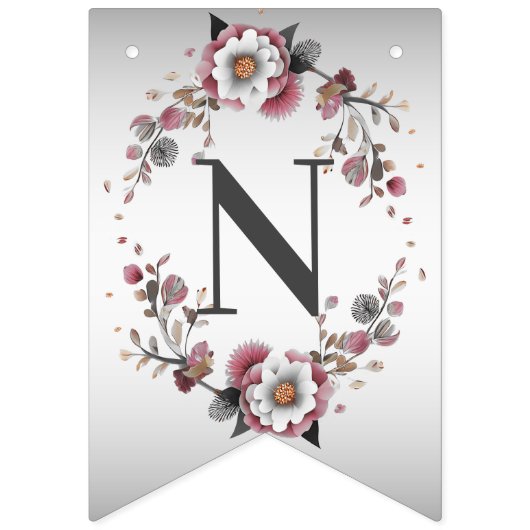 Roze witte bloemenvlag vlaggetjes (Derde vlag)