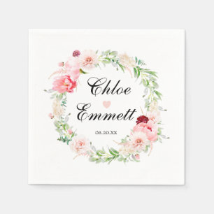 Roze Witte Bloemhart Romantische Trouwservetten Servet