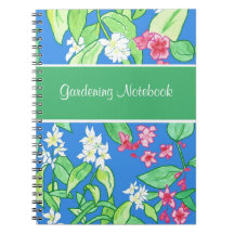 Roze, Witte Bloemige Aanpasbare Tuiniernotitieboek