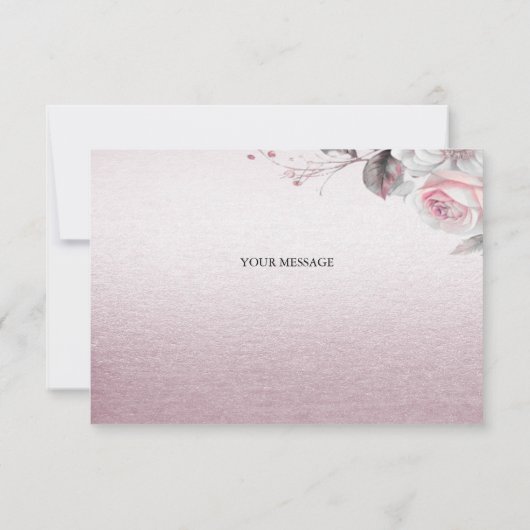 Roze Witte Bloemige Bedankkaart (Achterkant)