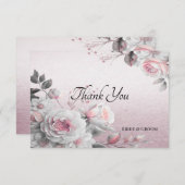 Roze Witte Bloemige Bedankkaart (Voorkant / Achterkant)