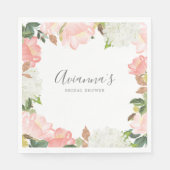 Roze Witte Bloemige Botanische Mooie Bruiloft Fees Servet (Voorkant)