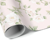 Roze Witte Bloemige Bruiloftsborrel Cadeaupapier (Rol Hoek)