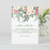 Roze Witte Bloemige Groene Eucalyptus Bruiloft Bedankkaart (Staand voorkant)