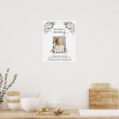 Roze Witte Bloemige Herdenkingskaart Funeral Card Poster (Keuken)