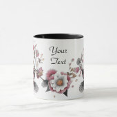 Roze Witte Bloemige Koffiemok Mok (Midden)