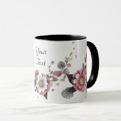 Roze Witte Bloemige Koffiemok Mok (Voorkant rechts)