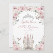 Roze Witte Bloemige Prinsessenkasteel Quinceañera Kaart (Achterkant)