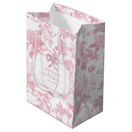 Roze Witte Bloemige Rozen Chinoiserie Bruidsdouche Medium Cadeauzakje