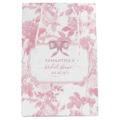 Roze Witte Bloemige Rozen Chinoiserie Bruidsdouche Medium Cadeauzakje (Voorkant)