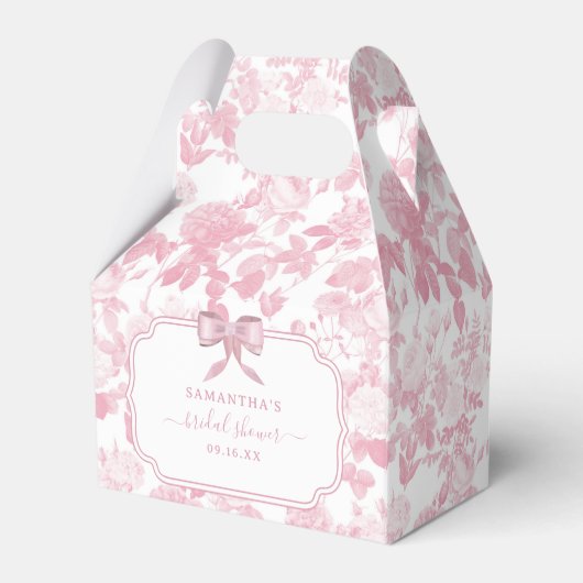 Roze Witte Bloemige Rozen Chinoiserie Bruiloft Bedankdoosjes (Achterkant)