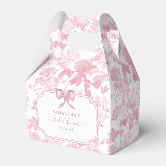 Roze Witte Bloemige Rozen Chinoiserie Bruiloft Fee Bedankdoosjes (Voorkant Zijde)