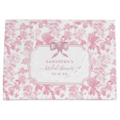 Roze Witte Bloemige Rozen Chinoiserie Bruiloft Groot Cadeauzakje (Voorkant)