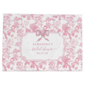 Roze Witte Bloemige Rozen Chinoiserie Bruiloftsdou Groot Cadeauzakje (Achterkant)