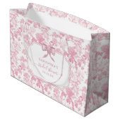 Roze Witte Bloemige Rozen Chinoiserie Bruiloftsdou Groot Cadeauzakje (Achterkant Gekanteld)