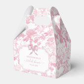 Roze Witte Bloemige Rozen Chinoiserie Bruiloftsont Bedankdoosjes (Achterkant)