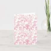 Roze Witte Bloemige Rozen Chinoiserie Patroon Kaart (Voorkant)