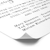Roze Witte Bloemige Trouw Herdenking Bord Poster (Hoek)