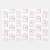 Roze Witte Bloemige Verjaardag met Blos Inpakpapier Vel (Voorkant 3)