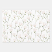 Roze Witte Bloemige Verjaardag met Blos Inpakpapier Vel (Voorkant)