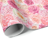 Roze Witte Bloemige Verjaardag voor haar Bruids Sh Cadeaupapier (Rol Hoek)