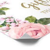 Roze Witte Bloemkaarten en Cadeaus Baby Borrel Poster (Hoek)