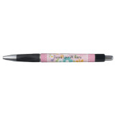 Roze witte bloemmonogram pen (Voorkant)