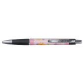 Roze witte bloemmonogram pen (Achterkant)