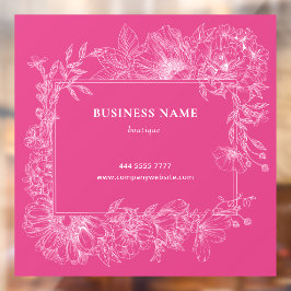 Roze Witte Bloemrijke Frame Boetiek Salon Bedrijf Raamsticker