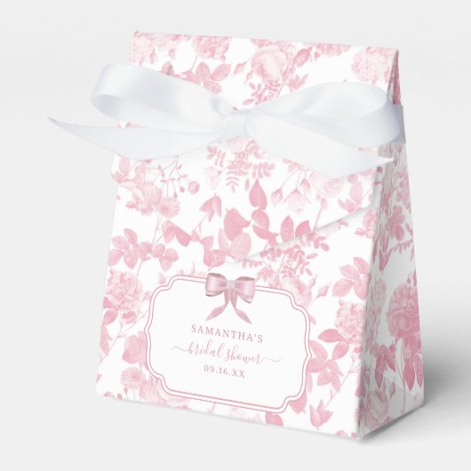 Roze Witte Bloemrozen Chinoiserie Bruidsshower Bedankdoosjes (Voorkant Zijde)