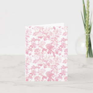 Roze Witte Bloemrozen Chinoiserie Patroon Kaart