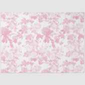 Roze Witte Bloemrozen Chinoiserie Patroon Tissuepapier (Voorkant)