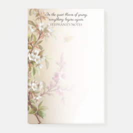 Roze Witte Bloesem Vlinder Citaat Vintage Post-it® Notes