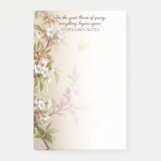 Roze Witte Bloesem Vlinder Citaat Vintage Post-it® Notes