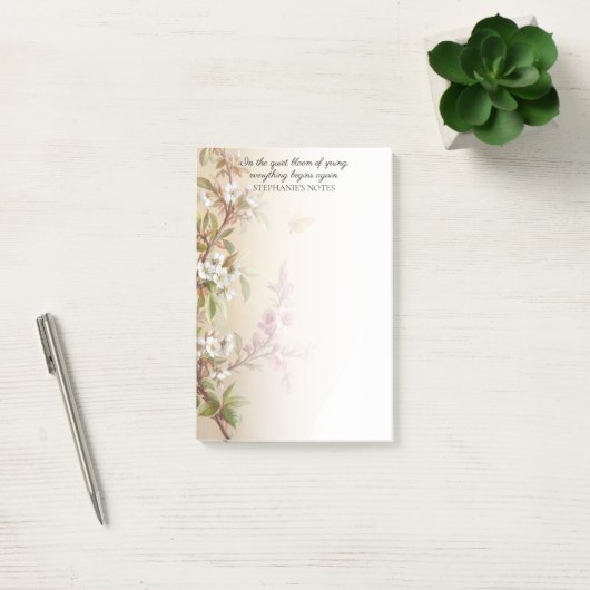  Roze Witte Bloesem Vlinder Quote Post-it® Notes (Kantoor)