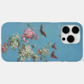 roze witte bloesem vlinderbij op blauw Case-Mate iPhone case (Achterkant (horizontaal))