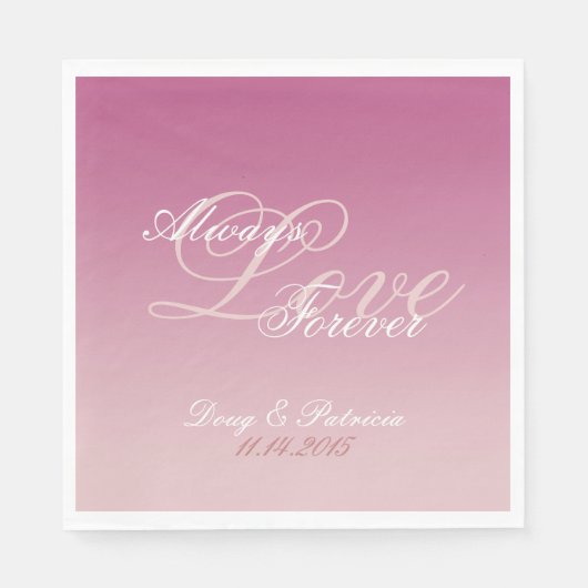 Roze Witte Blush Liefde Altijd Trouwen Servet (Voorkant)