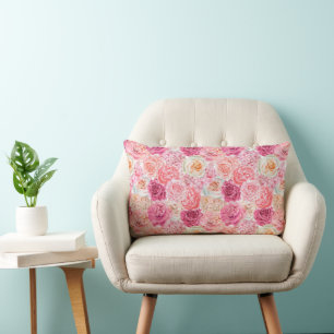Roze Witte Blush Roze Magenta Bloem Bloemen  Kussen